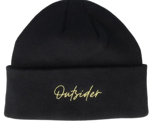 Cuff Beanies-Upfront Outsider Organic Beanie Color Black Cuff -