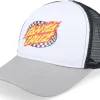 Skate-Santa Cruz Oval Check Flame /Stone Grey Trucker - White
