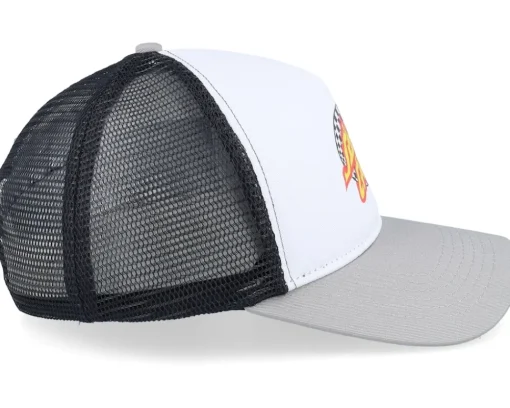 Skate-Santa Cruz Oval Check Flame /Stone Grey Trucker - White