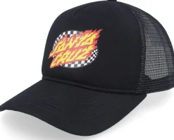 Skate-Santa Cruz Oval Check Flame /Stone Grey Trucker - White