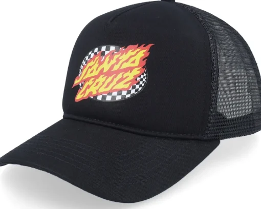 Skate-Santa Cruz Oval Check Flame /Stone Grey Trucker - White