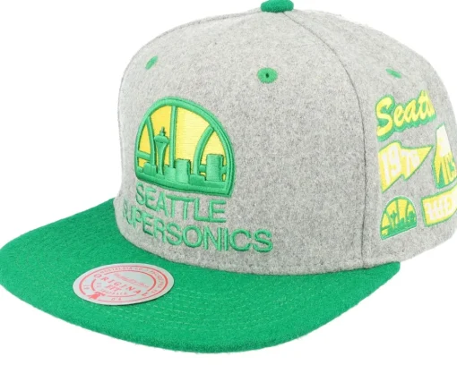Snapback-Mitchell & Ness Own Brand Melton Patch /Black Snapback - Grey