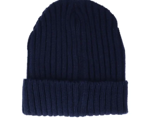 Cuff Beanies | Knitted Beanies-Beechfield Oxford Chunky Ribbed Navy Cuff - Blue