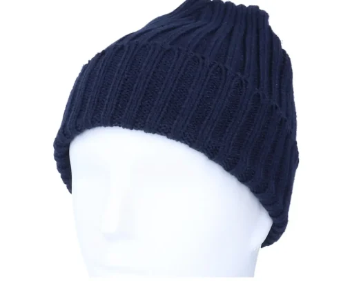 Cuff Beanies | Knitted Beanies-Beechfield Oxford Chunky Ribbed Navy Cuff - Blue