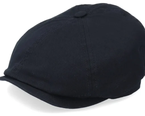 Flat Caps-Stetson 6-Panel Cap Cotton Twill Black Flat Cap -