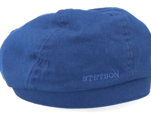 Flat Caps-Stetson 6-Panel Cap Cotton Twill Blue Flat Cap -