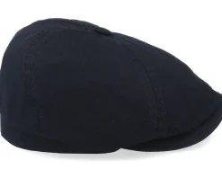 Flat Caps-Stetson 6-Panel Cap Cotton Twill Black Flat Cap -