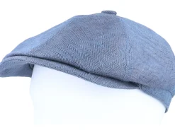 Best Stetson 6-Panel Cap Fischgrat Navy Linen Flat Cap -