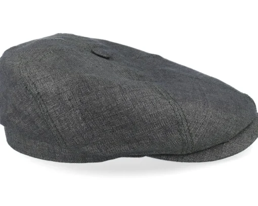 Flat Caps-Stetson 6-panel Cap Linen Olive Herringbone Flat Cap -