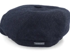 Flat Caps-Stetson 6-Panel Cap Virgin Wool/Cashmere Heather Black Flat Cap -