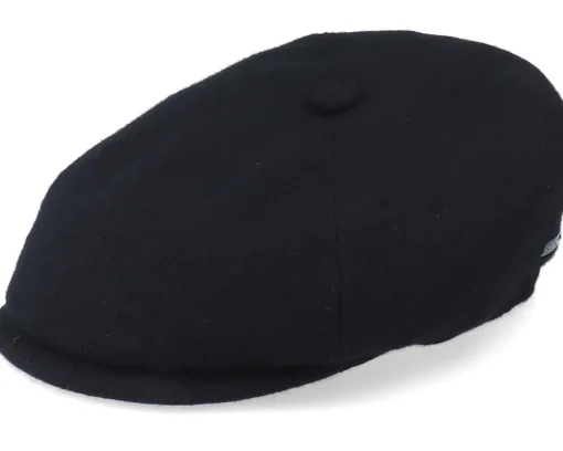 Flat Caps-Stetson 6-Panel Cap Wool/Cashmere Black Flat Cap -