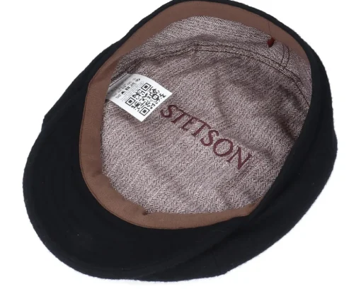 Flat Caps-Stetson 6-Panel Cap Wool/Cashmere Black Flat Cap -