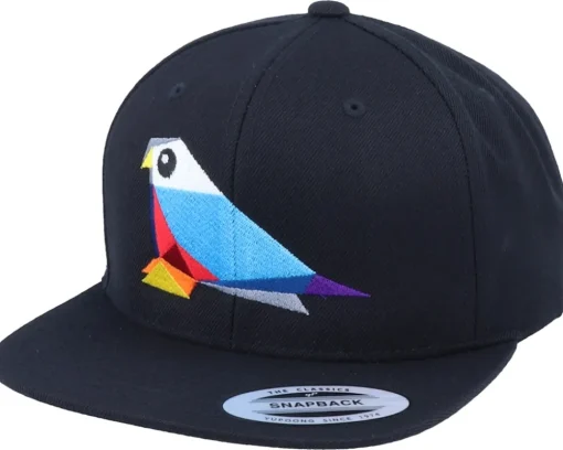 Snapback-Origami Paper Bird Black Snapback -