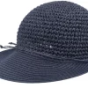 Sun Hat-Seeberger Paper Straw Navy Sun Hat -