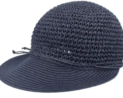Sun Hat-Seeberger Paper Straw Navy Sun Hat -