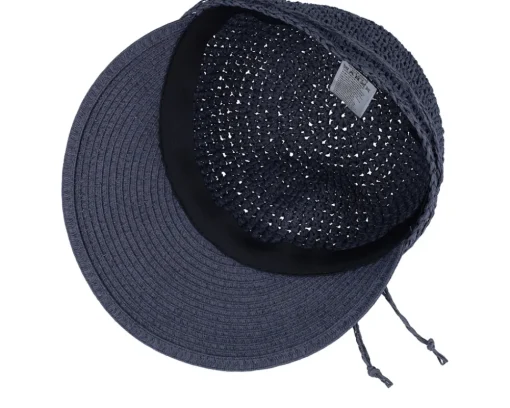 Sun Hat-Seeberger Paper Straw Navy Sun Hat -