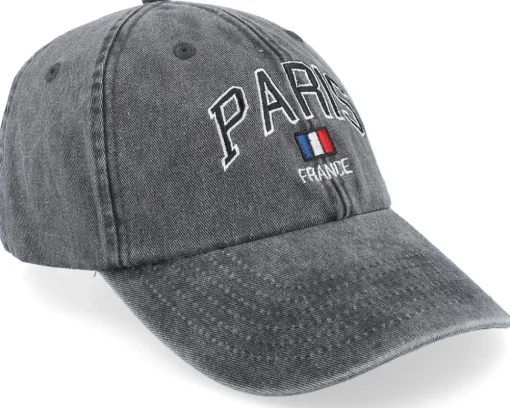 Dad Cap-Iconic Paris France Washed Dad Cap - Black