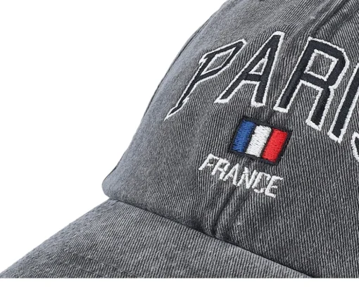Dad Cap-Iconic Paris France Washed Dad Cap - Black