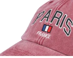 Dad Cap-Iconic Paris France Washed Dad Cap - Red