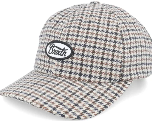 Dad Cap-Brixton Parsons Cap Sand Houndstooth Dad Cap -