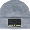New SikSilk Patch Beanie Grey Marl Cuff -