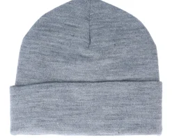 New SikSilk Patch Beanie Grey Marl Cuff -