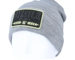 New SikSilk Patch Beanie Grey Marl Cuff -