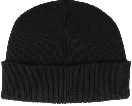 Cuff Beanies-Upfront Patch Rib Beanie Color Black Cuff -