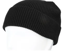 Cuff Beanies-Upfront Patch Rib Beanie Color Black Cuff -