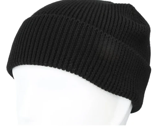 Cuff Beanies-Upfront Patch Rib Beanie Color Black Cuff -