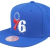 Snapback-Mitchell & Ness Philadelphia 76ers Embroidery Glitch Snapback - Blue