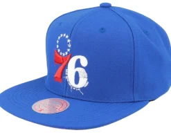 Snapback-Mitchell & Ness Philadelphia 76ers Embroidery Glitch Snapback - Blue