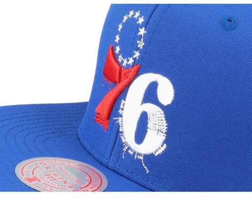 Snapback-Mitchell & Ness Philadelphia 76ers Embroidery Glitch Snapback - Blue