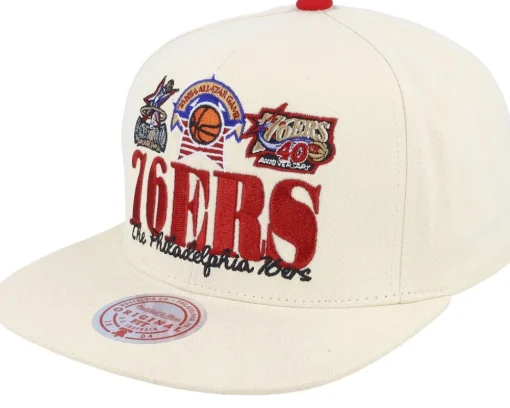 Snapback-Mitchell & Ness Philadelphia 76ers Reframe Retro Off Snapback - White