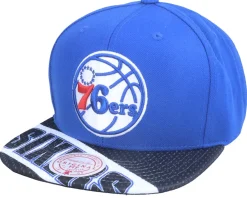 Outlet Mitchell & Ness Philadelphia 76ers Slash Century Royal/Black Snapback -
