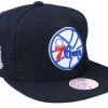 Snapback-Mitchell & Ness Philadelphia 76ers Top Spot Black Snapback -