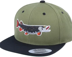 Outlet Skillfish Pike Black Applique Olive/Black Snapback -