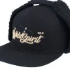 Earflap-Wild Spirit Pin Script Canvas Flatbrim Earflap - Black