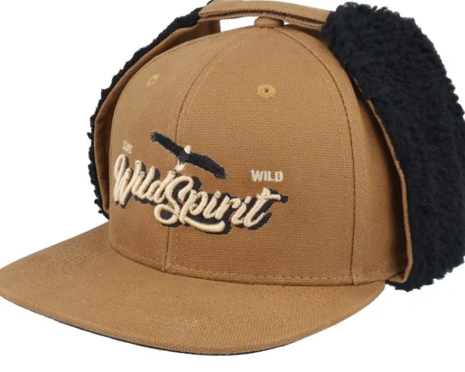 Earflap-Wild Spirit Pin Script Canvas Flatbrim Earflap - Black
