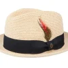 Outlet Jaxon & James Pinch Crown Toyo Braided Natural/Black Trilby -