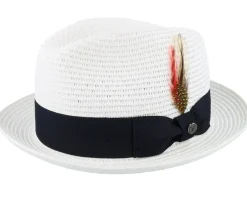Straw Hat-Jaxon & James Pinch Crown Toyo Braided Trilby - White