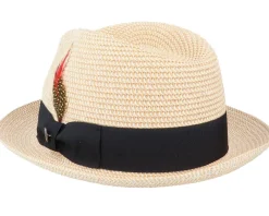 Outlet Jaxon & James Pinch Crown Toyo Braided Natural/Black Trilby -