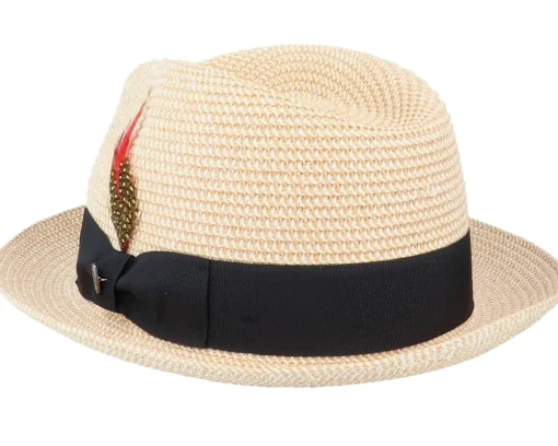 Outlet Jaxon & James Pinch Crown Toyo Braided Natural/Black Trilby -