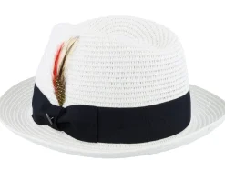 Straw Hat-Jaxon & James Pinch Crown Toyo Braided Trilby - White