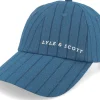 Dad Cap-Lyle & Scott Pinstripe Baseball Cap Apres Navy Dad Cap - Blue