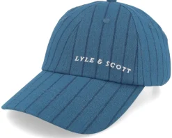 Dad Cap-Lyle & Scott Pinstripe Baseball Cap Apres Navy Dad Cap - Blue