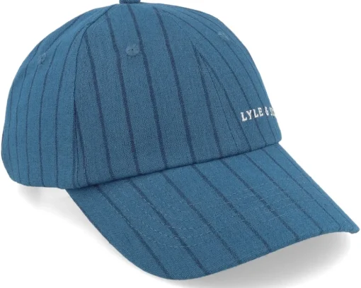Dad Cap-Lyle & Scott Pinstripe Baseball Cap Apres Navy Dad Cap - Blue
