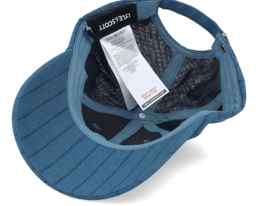 Dad Cap-Lyle & Scott Pinstripe Baseball Cap Apres Navy Dad Cap - Blue