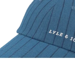 Dad Cap-Lyle & Scott Pinstripe Baseball Cap Apres Navy Dad Cap - Blue