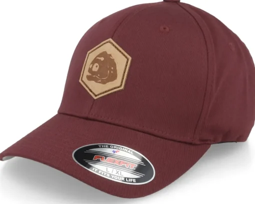 Flexfit-Skillfish Piranha Skull Hex Patch Maroon Flexfit - Red